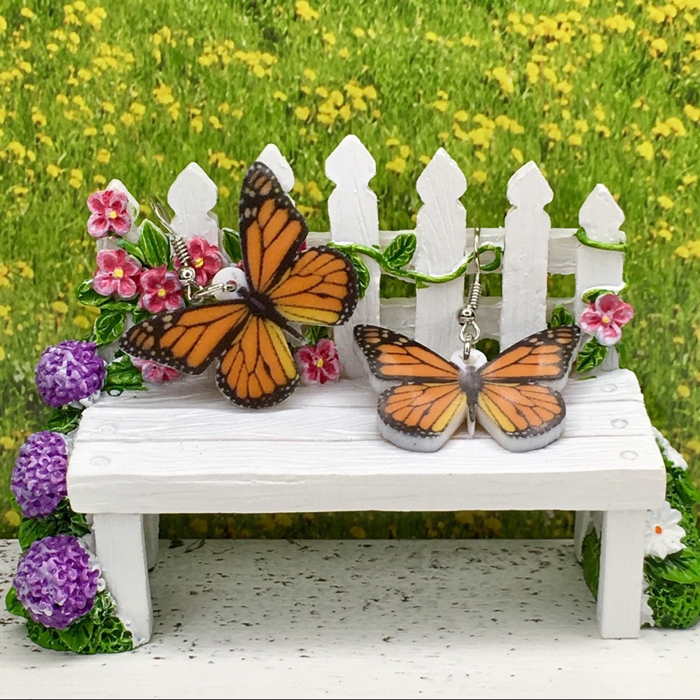 Monarch Butterfly Acrylic Earrings - Picture 5 of 8